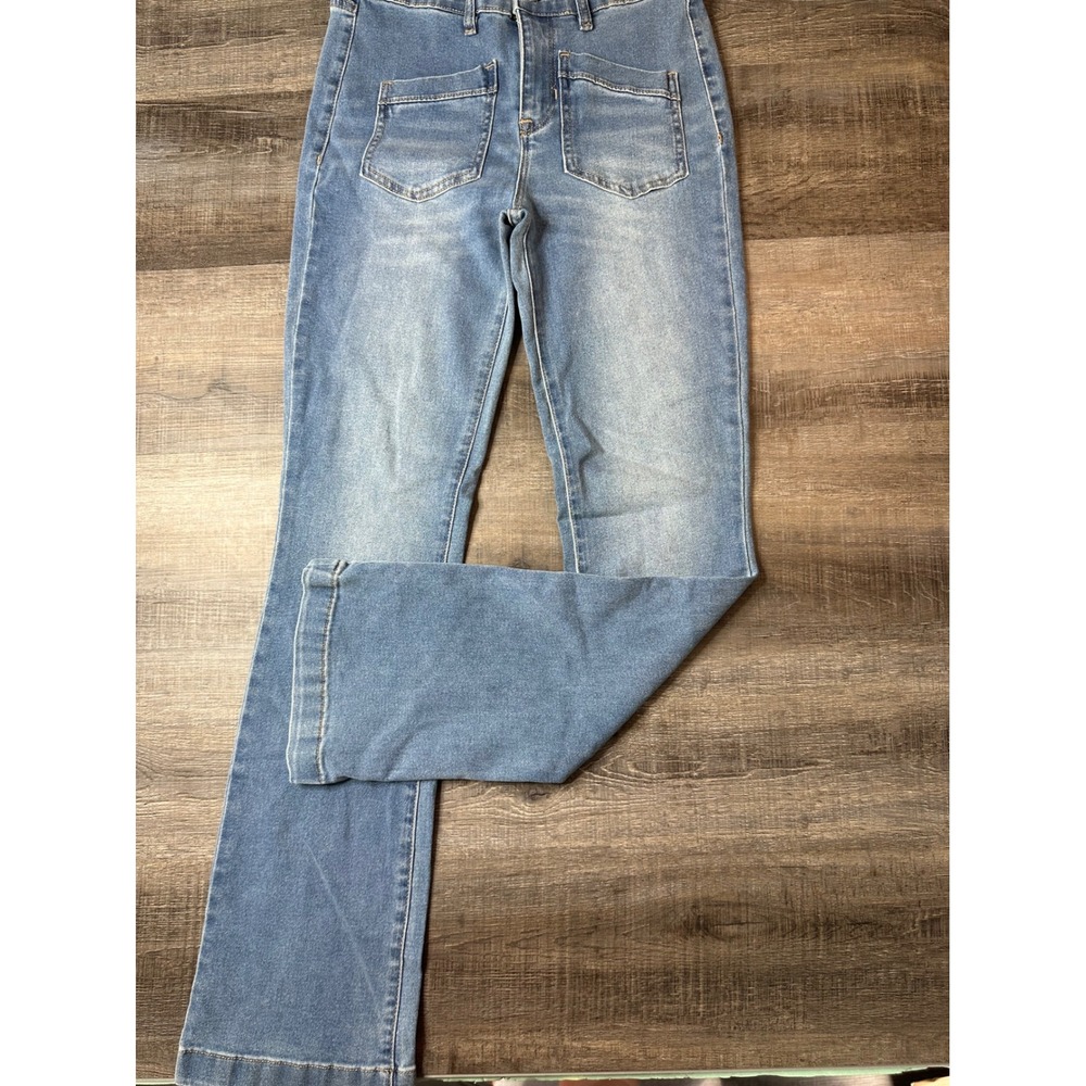 Nicole Miller New York Soho High Rise Bootcut Jeans Blue Wash Front Pocket Size2